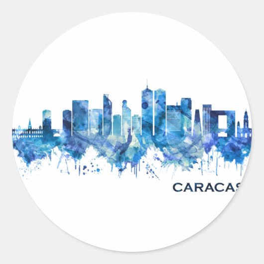 Sticker Rond Caracas Venezuela Skyline Blue (Devant)