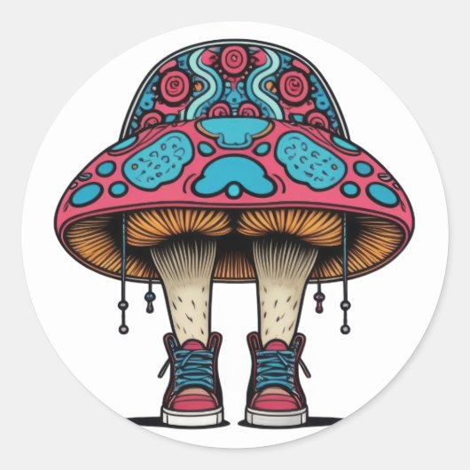 Sticker Rond Caractère Basket de champignon (Devant)