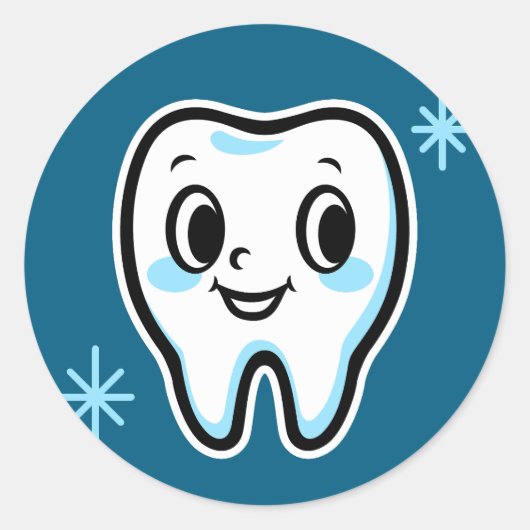 Sticker Rond Caractère de dent mignon (Devant)