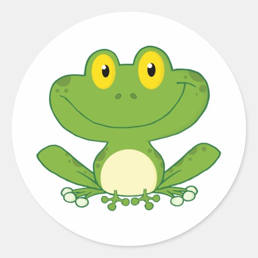 Sticker Rond Caractère de dessin de la grenouille mignonne (Devant)