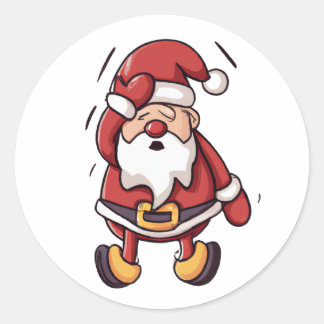 Sticker Rond Caractère de dessin de Noël - Père Noël