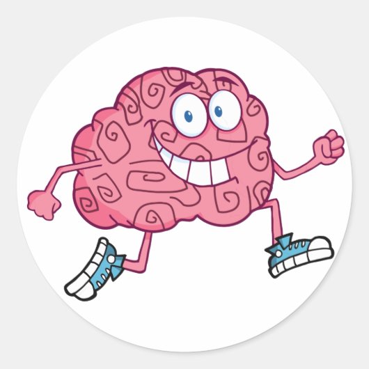 Sticker Rond Caractère de dessin du cerveau (Devant)