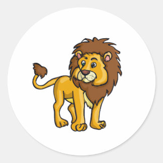 Sticker Rond Caractère de dessin Lion