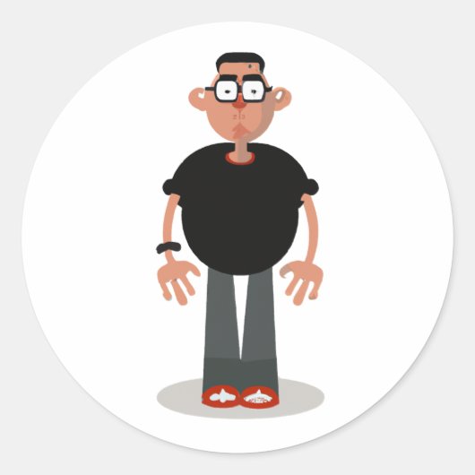 Sticker Rond Caractère de dessin unique (Devant)