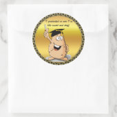 Sticker Rond Caractère de pomme de terre avec diplôme (Sac)