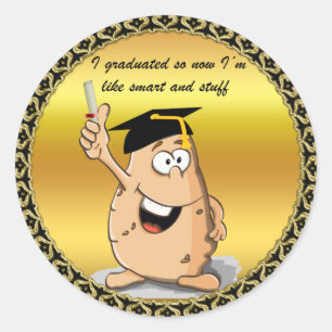 Sticker Rond Caractère de pomme de terre avec diplôme