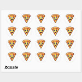 Sticker Rond Caractère de tranche de pizza joyeux (Feuille)