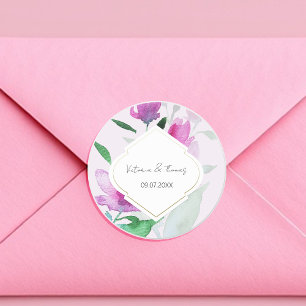 Sticker Rond Caractère Unique De L'art De La Fleur De Lilas Aqu