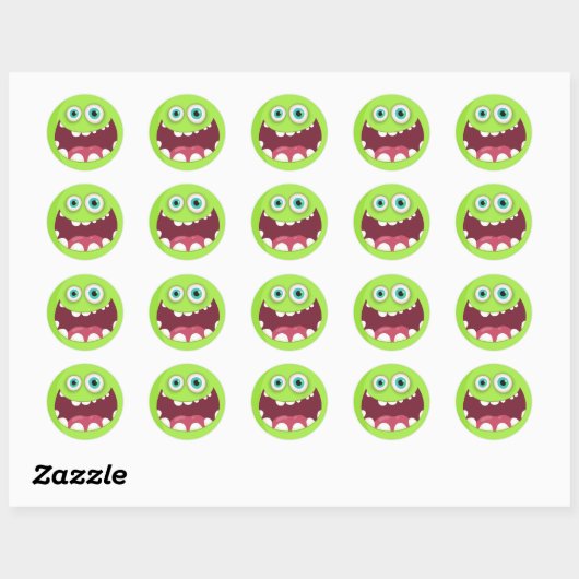 Sticker Rond Caractère vert souriant (Feuille)