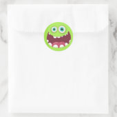 Sticker Rond Caractère vert souriant (Sac)