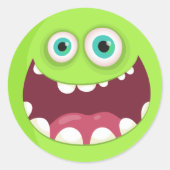 Sticker Rond Caractère vert souriant (Devant)