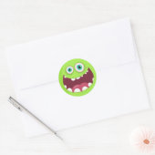 Sticker Rond Caractère vert souriant (Enveloppe)