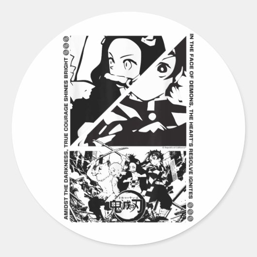 Sticker Rond Caractères de calque de démon de l'année - Scène d (Devant)