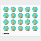 Sticker Rond Caraibe tropicale caraïbe turquoise orange (Feuille)