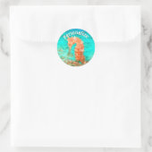 Sticker Rond Caraibe tropicale caraïbe turquoise orange (Sac)