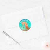 Sticker Rond Caraibe tropicale caraïbe turquoise orange (Enveloppe)