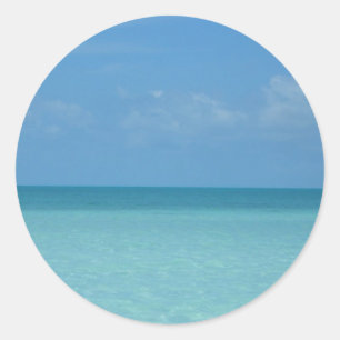 Sticker Rond Caraïbes Horizon Tropical Turquoise Bleu