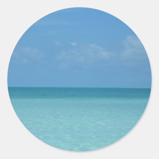 Sticker Rond Caraïbes Horizon Tropical Turquoise Bleu (Devant)