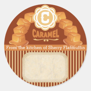 Sticker Rond Caramel de couleur personnalisée en conserve étiqu