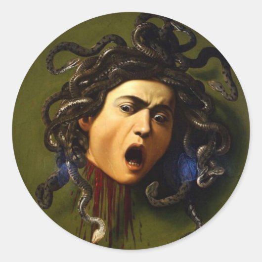 Sticker Rond Caravaggio Medusa (1597) (Devant)