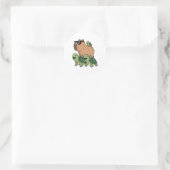 Sticker Rond Caravane de tortue Capybara, Funny Capybara (Sac)