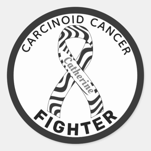 Sticker Rond Carcinoïde Lutte contre le cancer Ruban blanc (Devant)