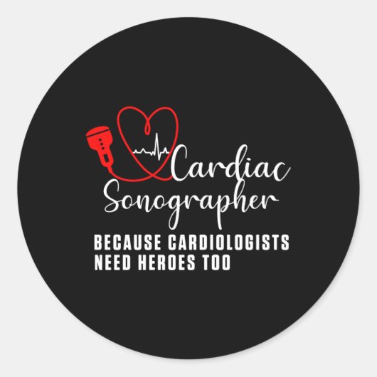 Sticker Rond Cardiac Sonographe Echo Tech Apprendre Rdcs (Devant)