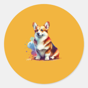 Sticker Rond Cardigan Welsh Corgi