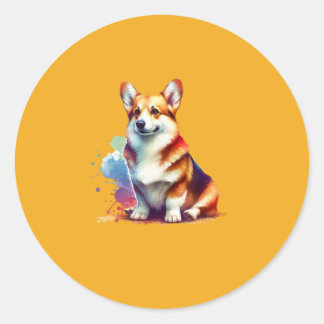 Sticker Rond Cardigan Welsh Corgi