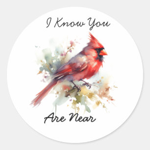Sticker Rond Cardinal aquarelle ''Je sais'' Personnaliser