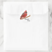 Sticker Rond Cardinal Bird Merci Aquarelle Faune (Sac)