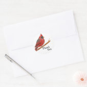 Sticker Rond Cardinal Bird Merci Aquarelle Faune (Enveloppe)