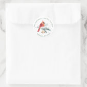 Sticker Rond Cardinal Bird Pine Christmas adresse de retour (Sac)