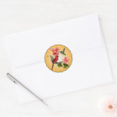 Sticker Rond Cardinal & Colibri avec Lys roses ronds (Enveloppe)