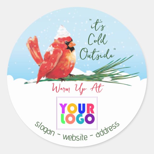 Sticker Rond Cardinal dans le logo de l'entreprise de neige (Devant)