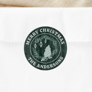 Sticker Rond Cardinal de la couronne de vacances Noël personnal