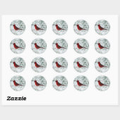Sticker Rond Cardinal de la Saint-Valentin (Feuille)