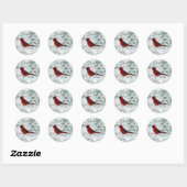Sticker Rond Cardinal de la Saint-Valentin (Feuille)