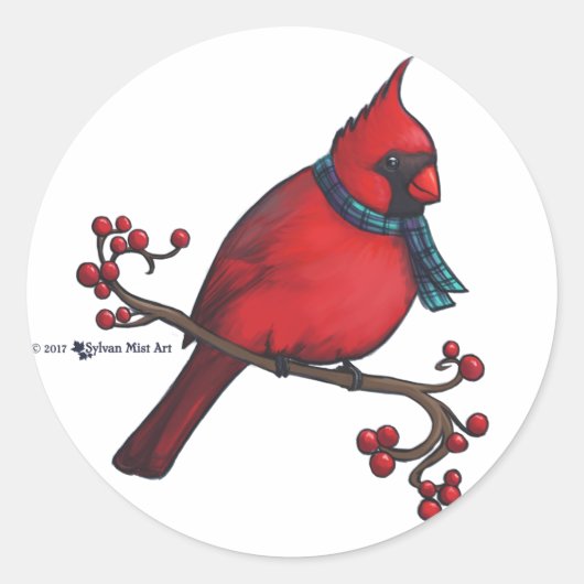 Sticker Rond Cardinal de Noël (Devant)