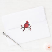 Sticker Rond Cardinal de Noël (Enveloppe)