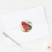 Sticker Rond Cardinal en Fir de Neige (Enveloppe)