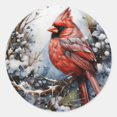 Sticker Rond Cardinal Redbird Noël (Devant)