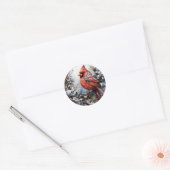 Sticker Rond Cardinal Redbird Noël (Enveloppe)