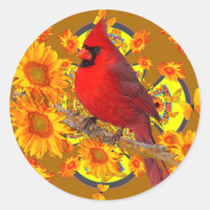 Sticker Rond cardinal rouge