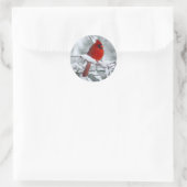 Sticker Rond Cardinal rouge dans l'autocollant de neige (Sac)