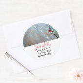Sticker Rond Cardinal Rouge en hiver Nature Photo Business (Enveloppe)