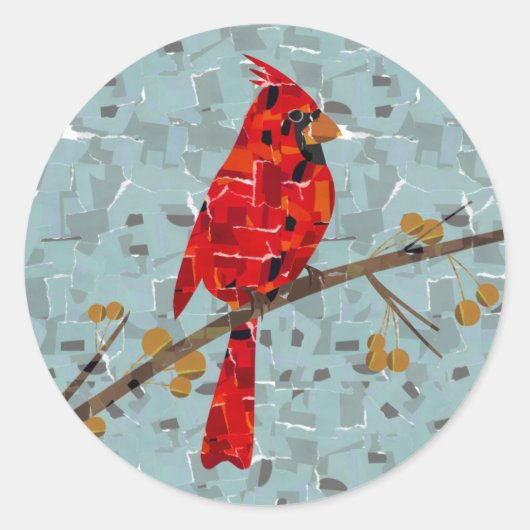 Sticker Rond Cardinal Rouge, l'oiseau de Noël (Devant)