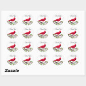 Sticker Rond Cardinal Rouge Merci (Feuille)