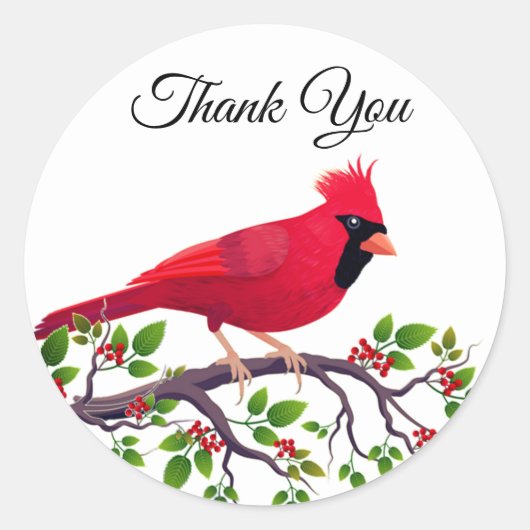 Sticker Rond Cardinal Rouge Merci (Devant)