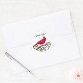 Sticker Rond Cardinal Rouge Merci d'oiseaux (Enveloppe)